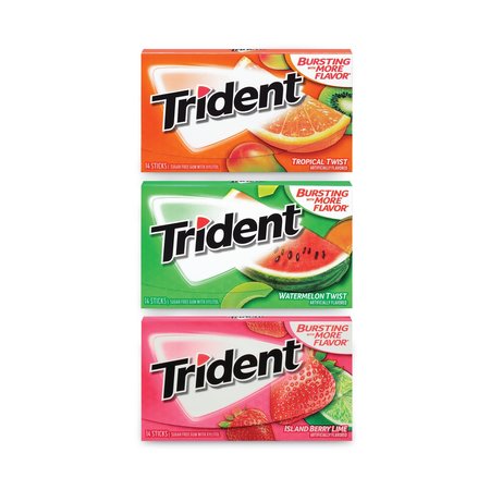 TRIDENT SugarFree Gum, Fruit Variety, 14 Pieces, PK20, 20PK 22000891